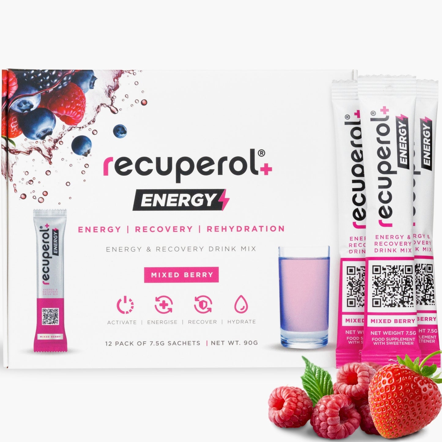 Recuperol Energy & Recovery Drink Mix, Electrolytes Powder | 3-in-1 Rehydration, Energy & Multivitamin