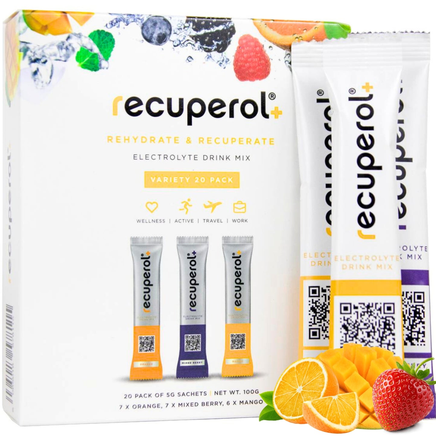 Recuperol Rehydration & Recovery Electrolyte Powder Drink Mix - Variety (All Flavours)