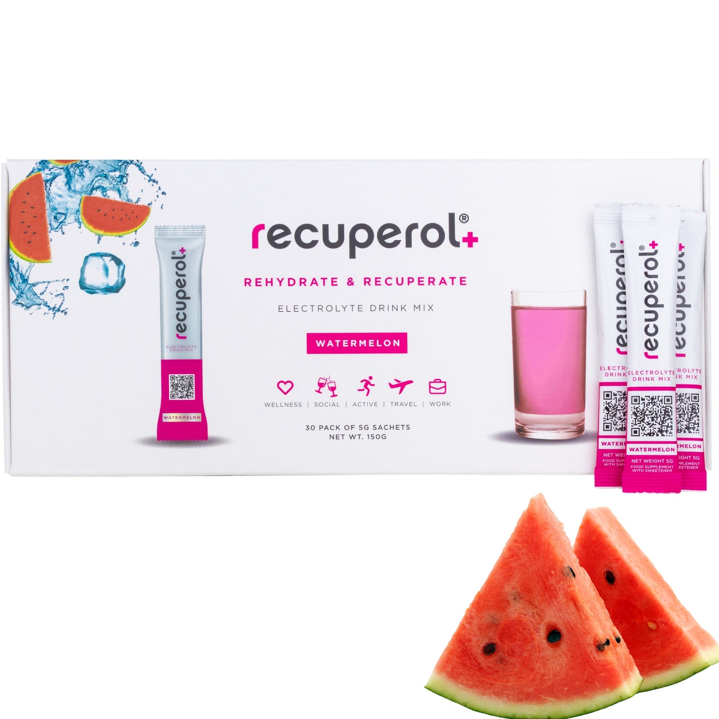 Recuperol Rehydration & Recovery Electrolyte Powder Drink Mix - Watermelon