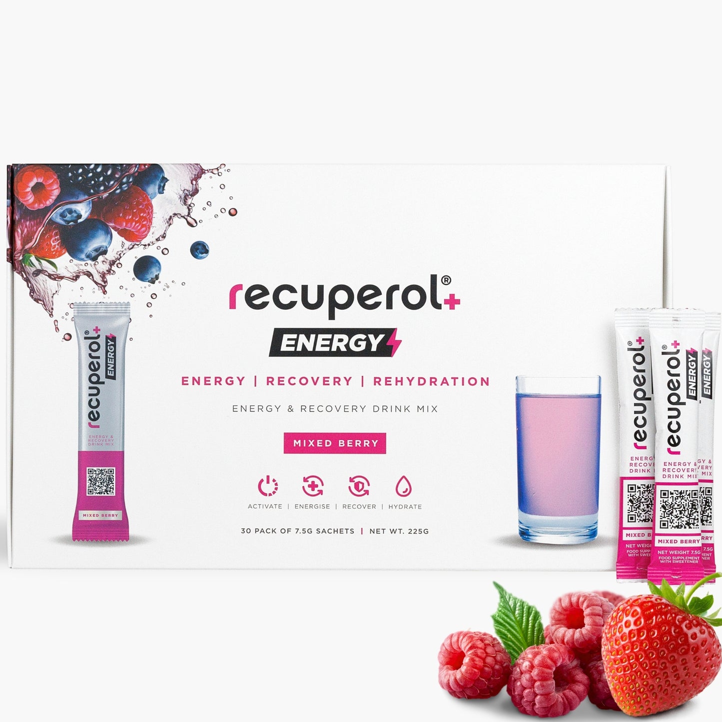 Recuperol Energy & Recovery Drink Mix, Electrolytes Powder | 3-in-1 Rehydration, Energy & Multivitamin