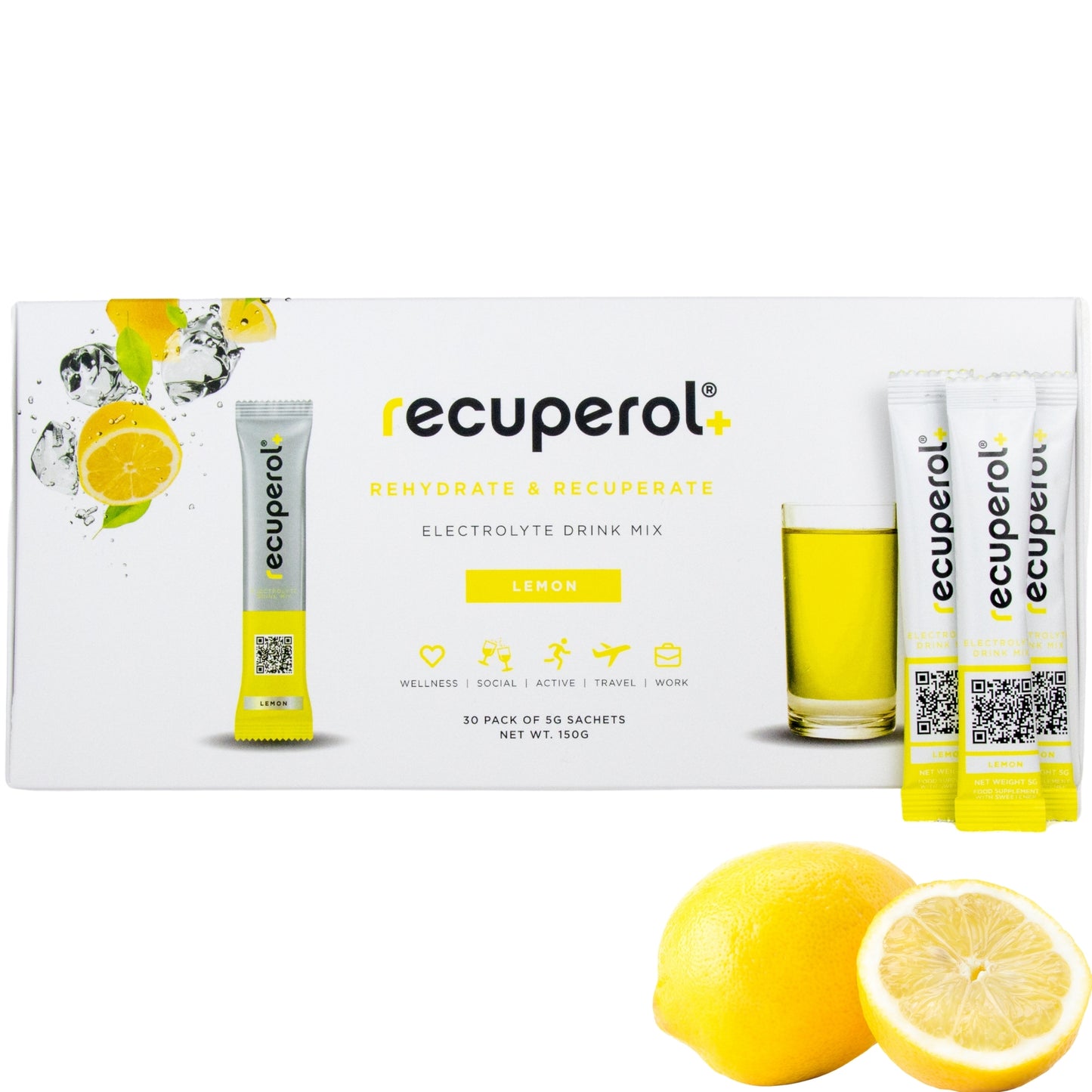 Recuperol Rehydration & Recovery Electrolyte Powder Drink Mix - Lemon