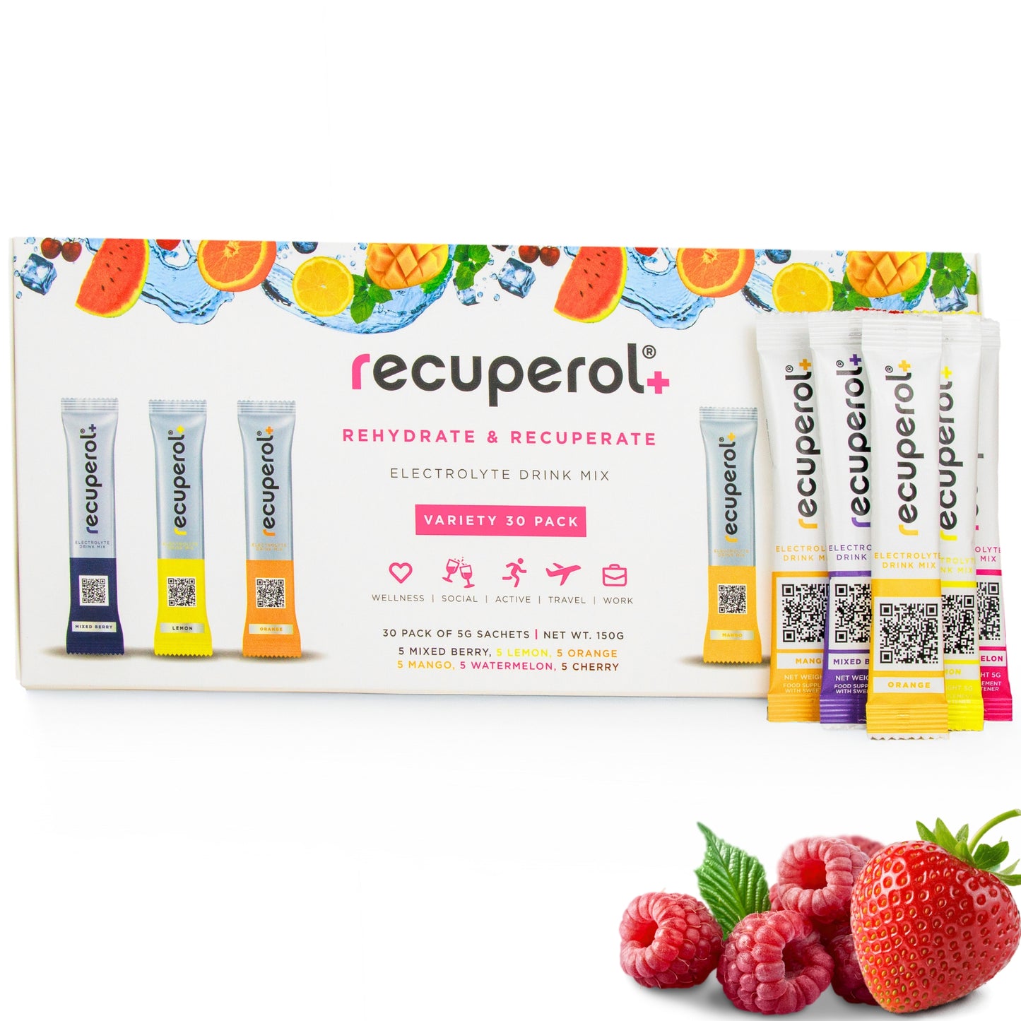 Recuperol Rehydration & Recovery Electrolyte Powder Drink Mix - Variety (All Flavours)