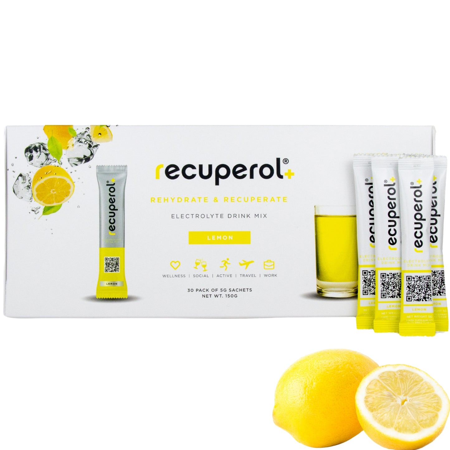 Recuperol Rehydration & Recovery Electrolyte Powder Drink Mix - Lemon