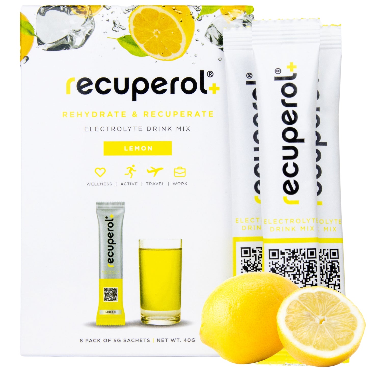 Recuperol Rehydration & Recovery Electrolyte Powder Drink Mix - Lemon