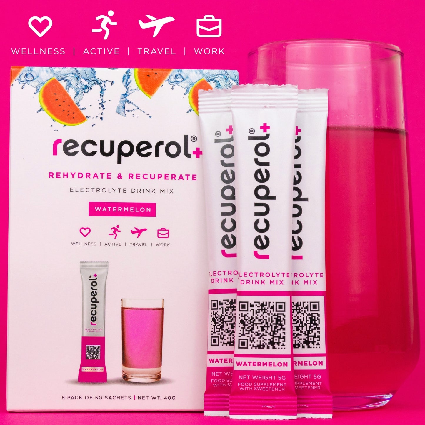 Recuperol Rehydration & Recovery Electrolyte Powder Drink Mix - Watermelon