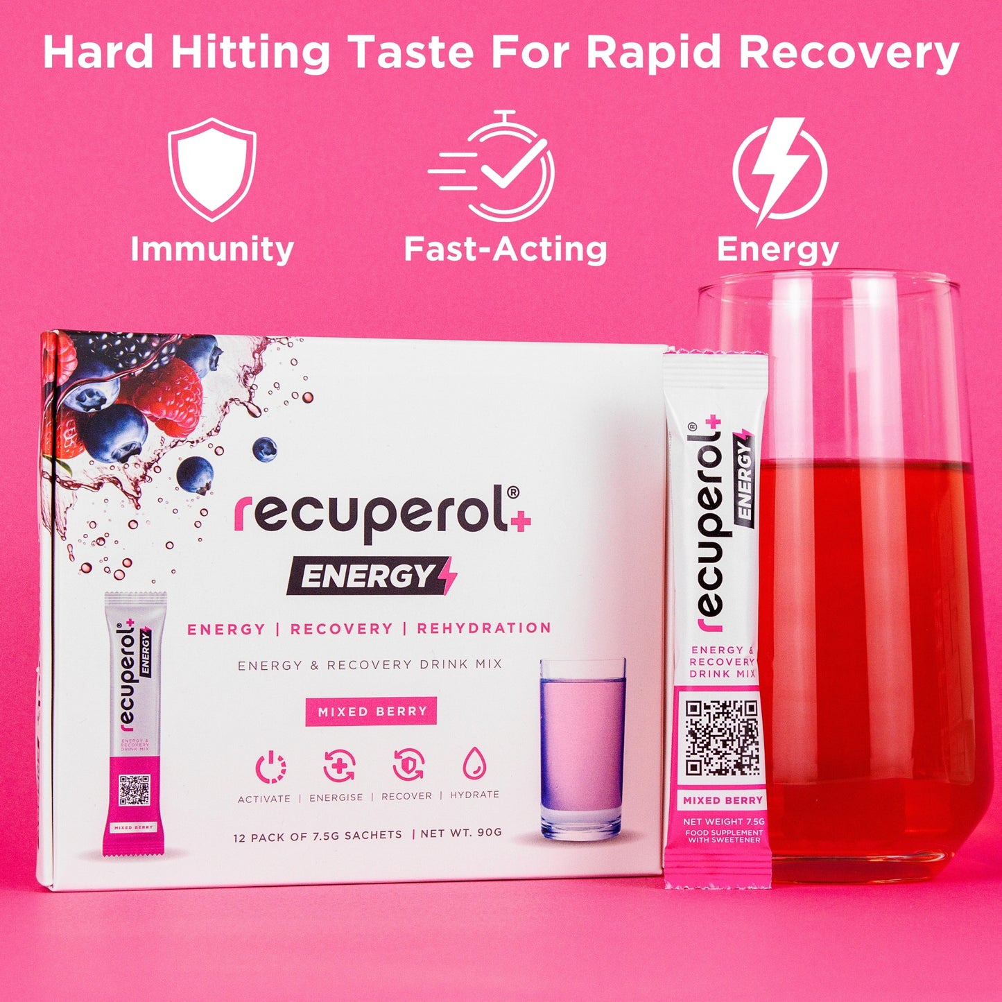 Recuperol Energy & Recovery Drink Mix, Electrolytes Powder | 3-in-1 Rehydration, Energy & Multivitamin