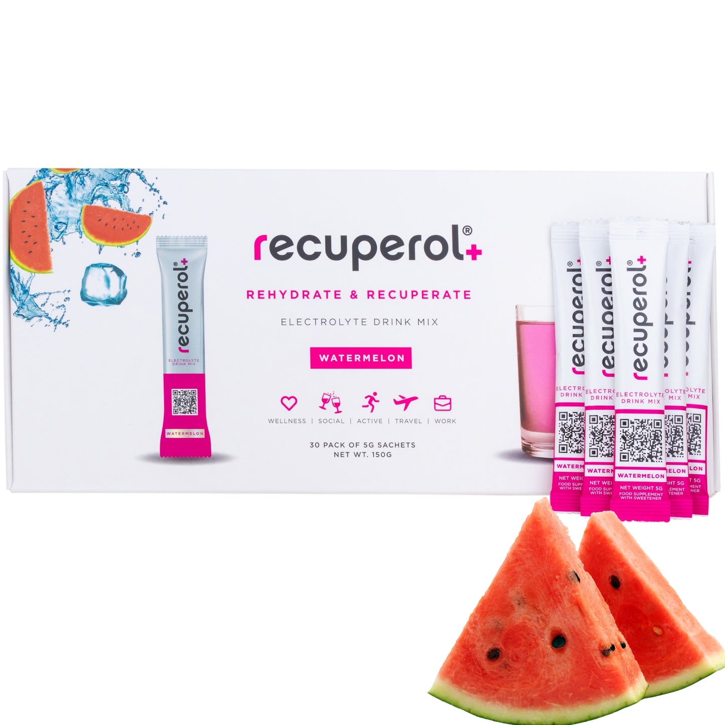 Recuperol Rehydration & Recovery Electrolyte Powder Drink Mix - Watermelon